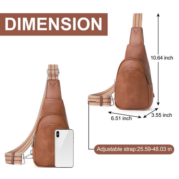 CLUCI Faux Leather Small Sling Bag Fashion Waist Packs with Guitar Strap Women’s - Picture 4 of 14